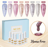ACOS Hema Free Gel Polish 6pcs Set (Transparent Glitter Colour ) - Lashmer